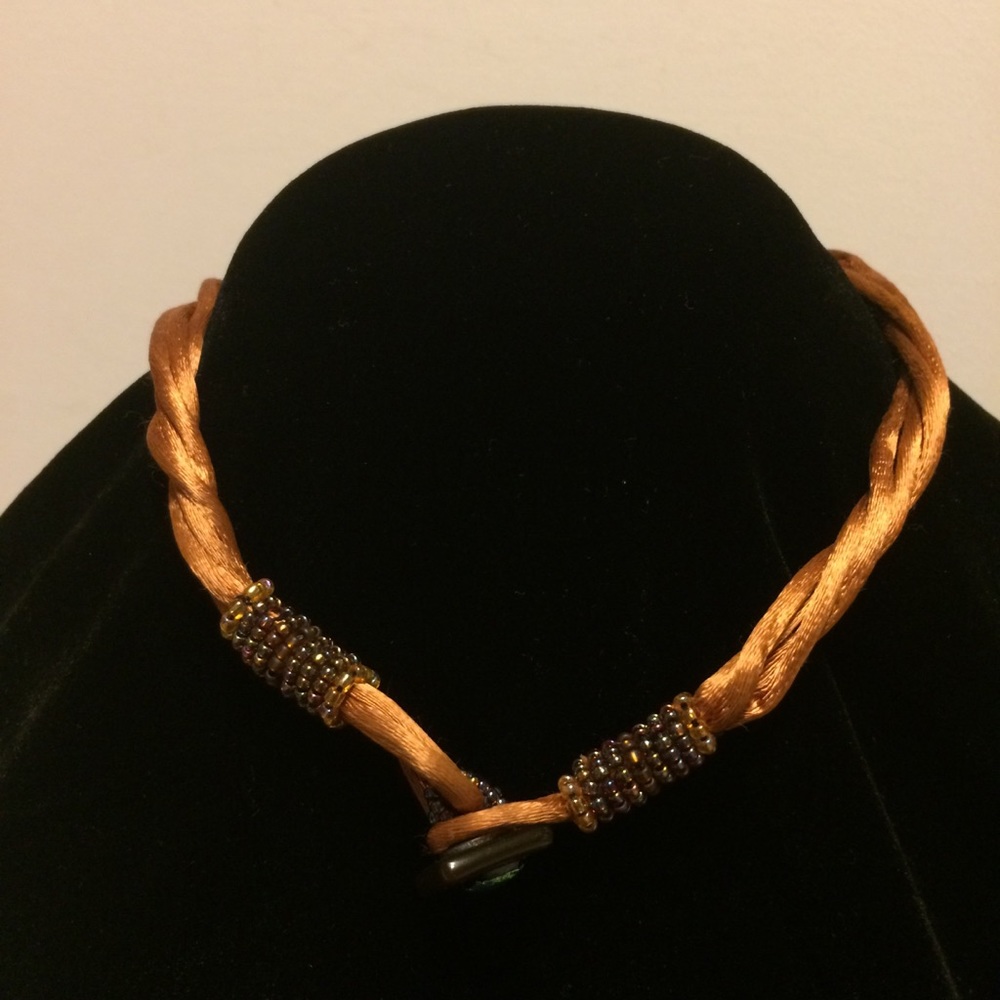 Free Form Artistic Beaded Choker Fused Glass Clasp - Picture 3 of 7